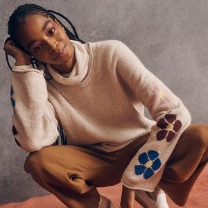 Madewell floral-sleeve sweater NWT